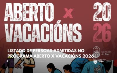 Listado de persoas admitidas no programa Aberto x Vacacións 2026